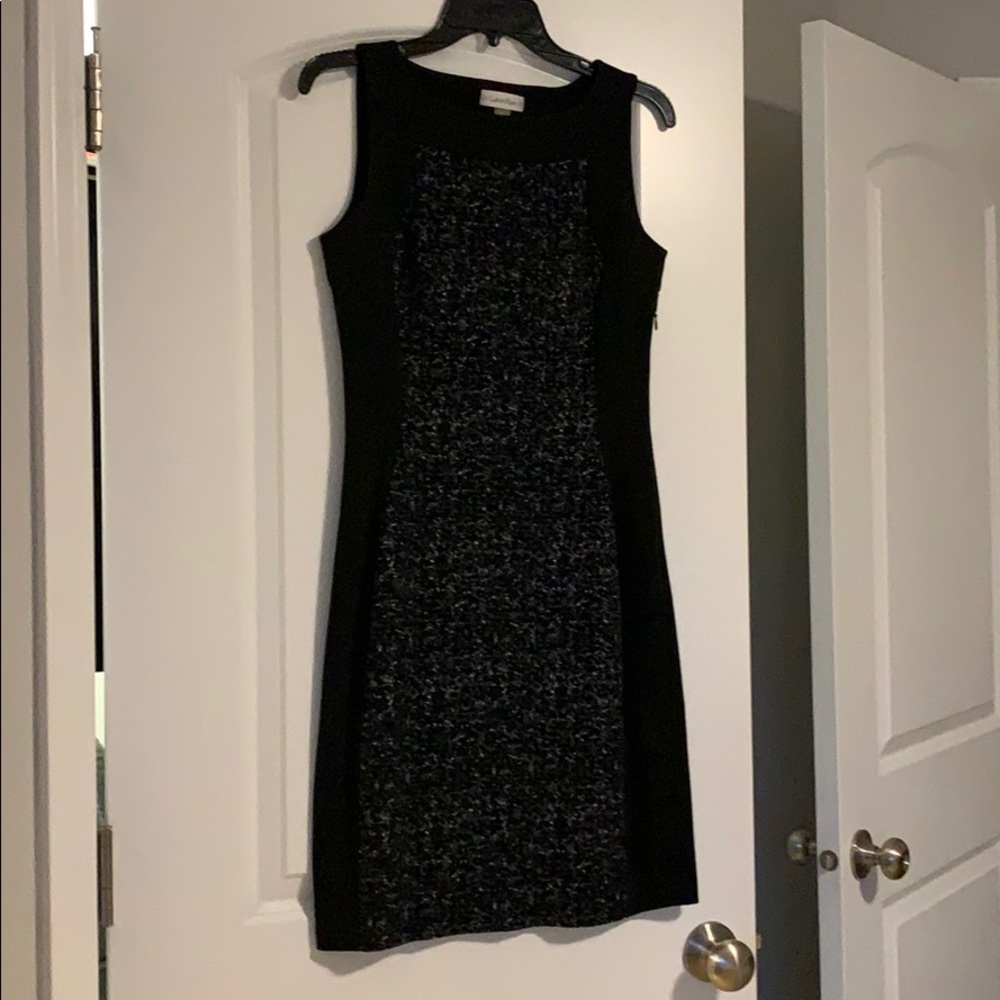 Black with white design knit dress